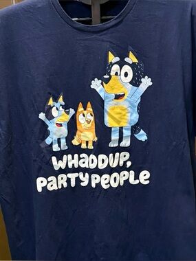 Bluey Navy 'Whaddup, Party People' Graphic Short Sleeve Tee